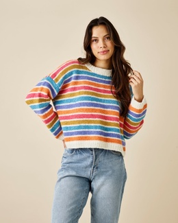Strikkeopskrift til en oversize Sweater med striber