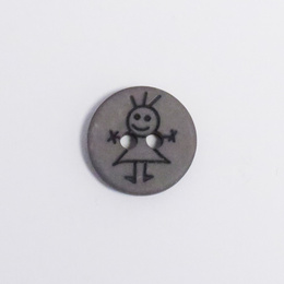 Plastikknap med pige 15 mm Grå