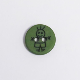 Plastikknap med dreng grøn 15 mm