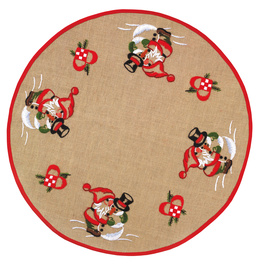 Broderikit til juletræstæppe med julemand og snemand