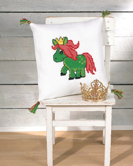 Grøn Hest - Børnerbroderi til pude.