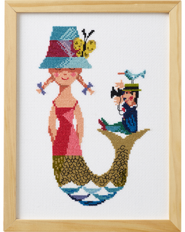 Broderi med havfrue og turist