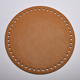 Rund taskebund i lysebrunt læder