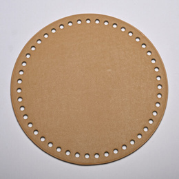 Rund taskebund i naturfarvet læder