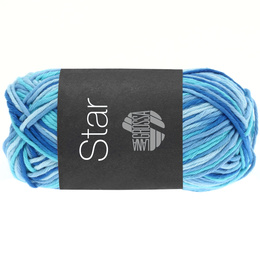 Flerfarvet bomuldsgarn i blå toner