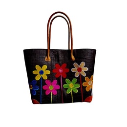 Kurvetaske Patchwork blomster Sort L
