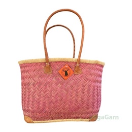Kurvetaske Sildebensflettet Medium Multifarvet i pink