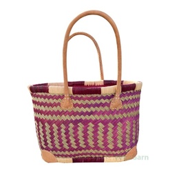 Sildebensflettet kurvetaske str. small Natur og pink