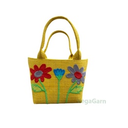 Gul kurvetaske med blomster