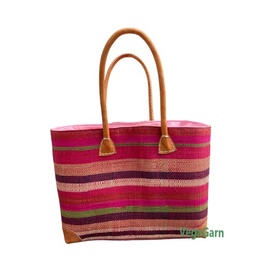 Kurvetaske – Bastvævet, Small, med striber