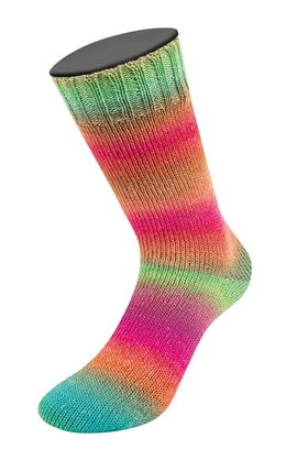 Strømpegarn med stærke farver og glimmertråd