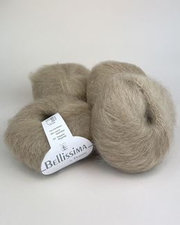 Camelfarvet mohair med sølvtråd