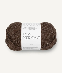 Garn Tynn Peer Gynt 3085 Mørk Brun med natur tweed
