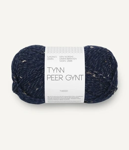 Garn Tynn Peer Gynt 5585 Marineblå med natur tweed