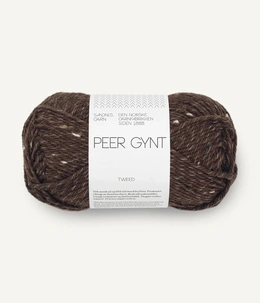 Garn Peer Gynt 3085 Mørkebrun med Natur Tweed