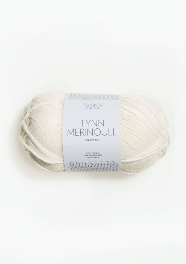 Garn Tynn Merinoull 1001 - Hvid