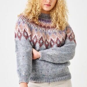 Strikkeopskrift på sweater med mønsterstrik