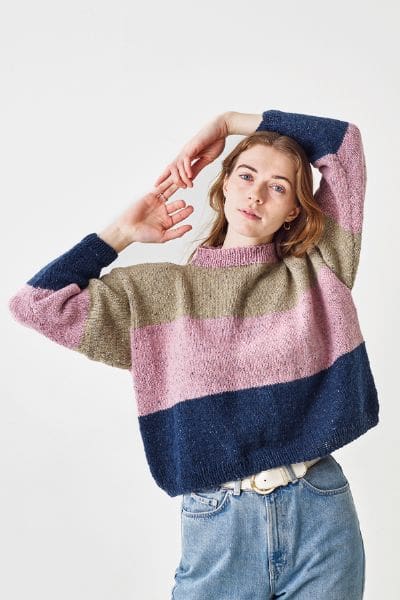Strikkeopskrift på Colour Block Sweater
