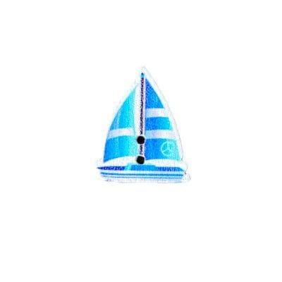 Plastikknap 18 mm blå sejlbåd