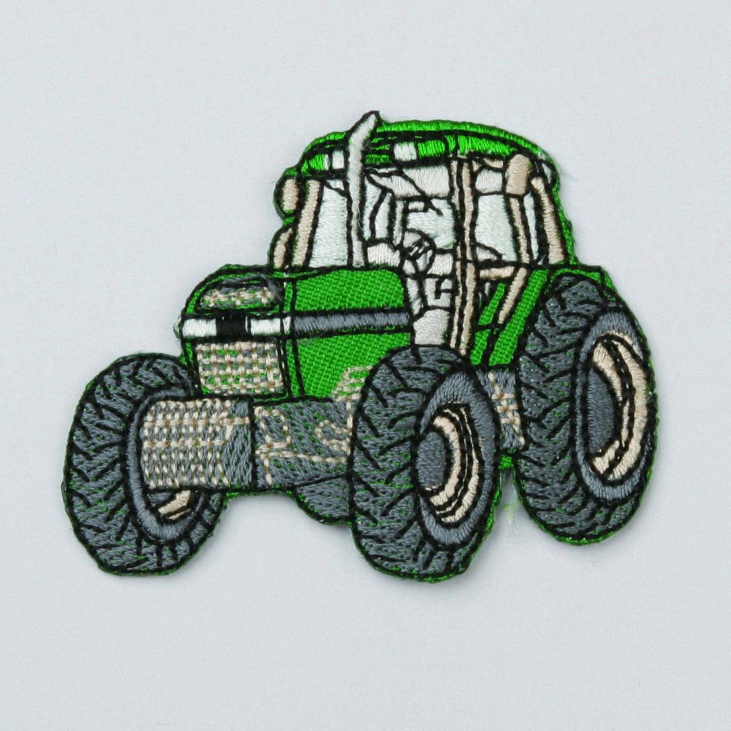 Strygemærke med grøn traktor