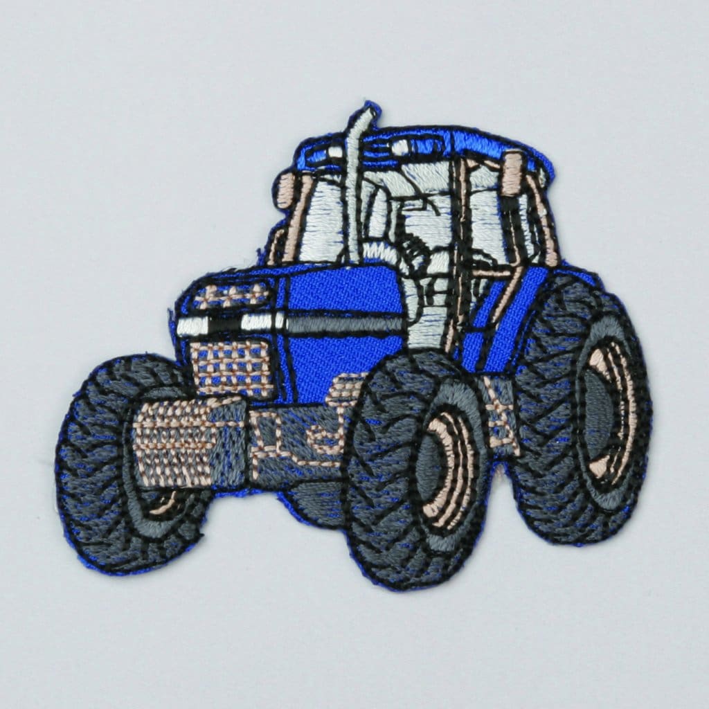 Strygemærke blå traktor