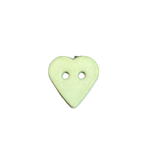 Plastikknap grønt hjerte 15 mm