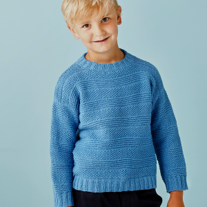 Strikkeopskrift til en Sweater til børn med striber i struktur