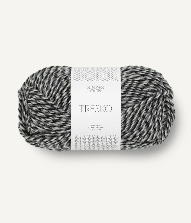 Billigt garn til sokker Tresko 6081 Sort/Hvid/Grå