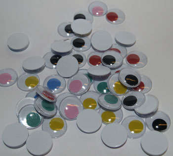 Rulleøjne 15 mm blandede farver til sjove hobbyprojekter