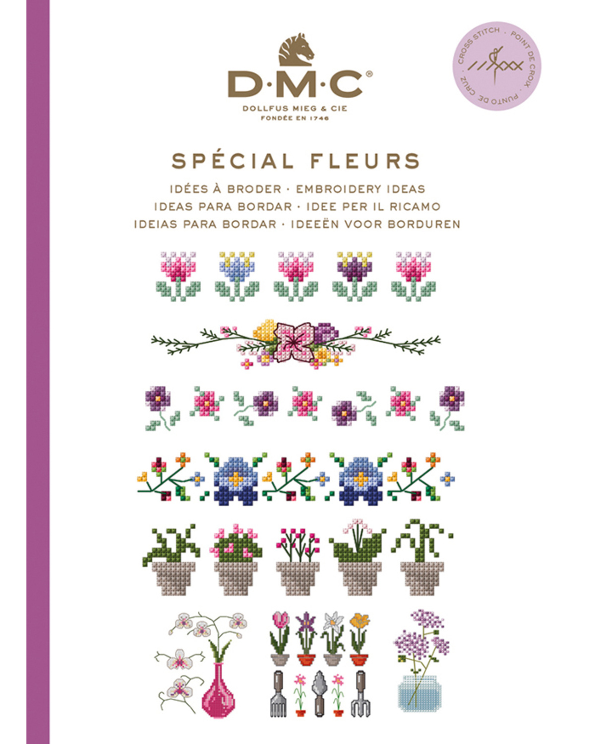 DMC minibog med blomster - broderibog med korsstingsmotiver