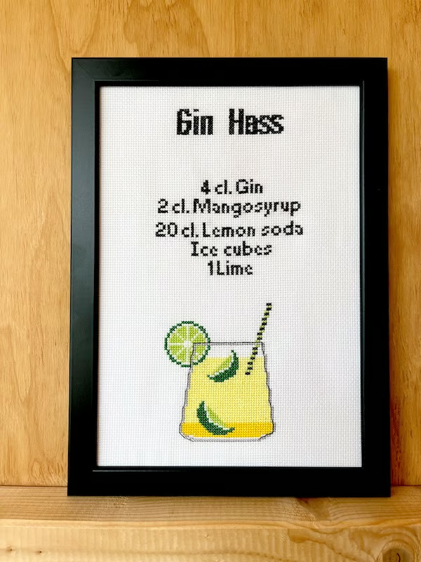 Broderikit til opskriften på en Gin Hass