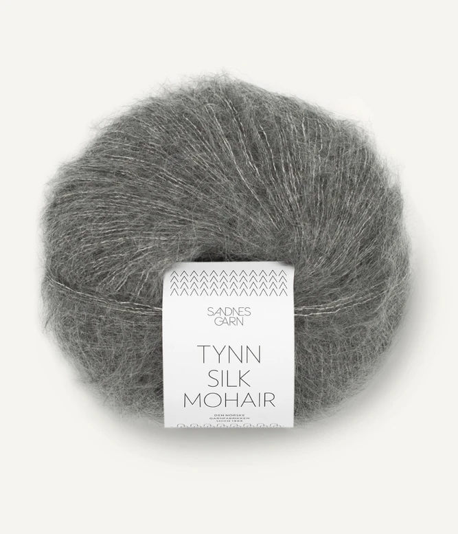 Garn Tynn Silk Mohair 1053 Mørk Gråmeleret