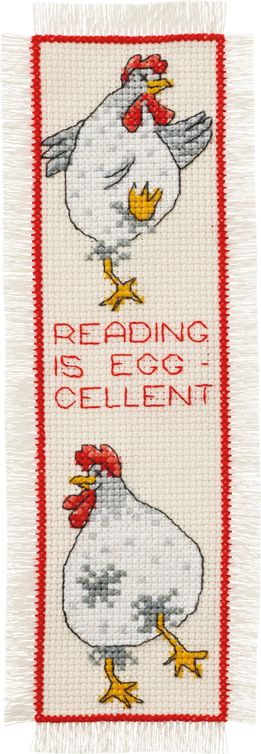 Reading is egg-cellent - Broderikit til et fint lille bogmærke.