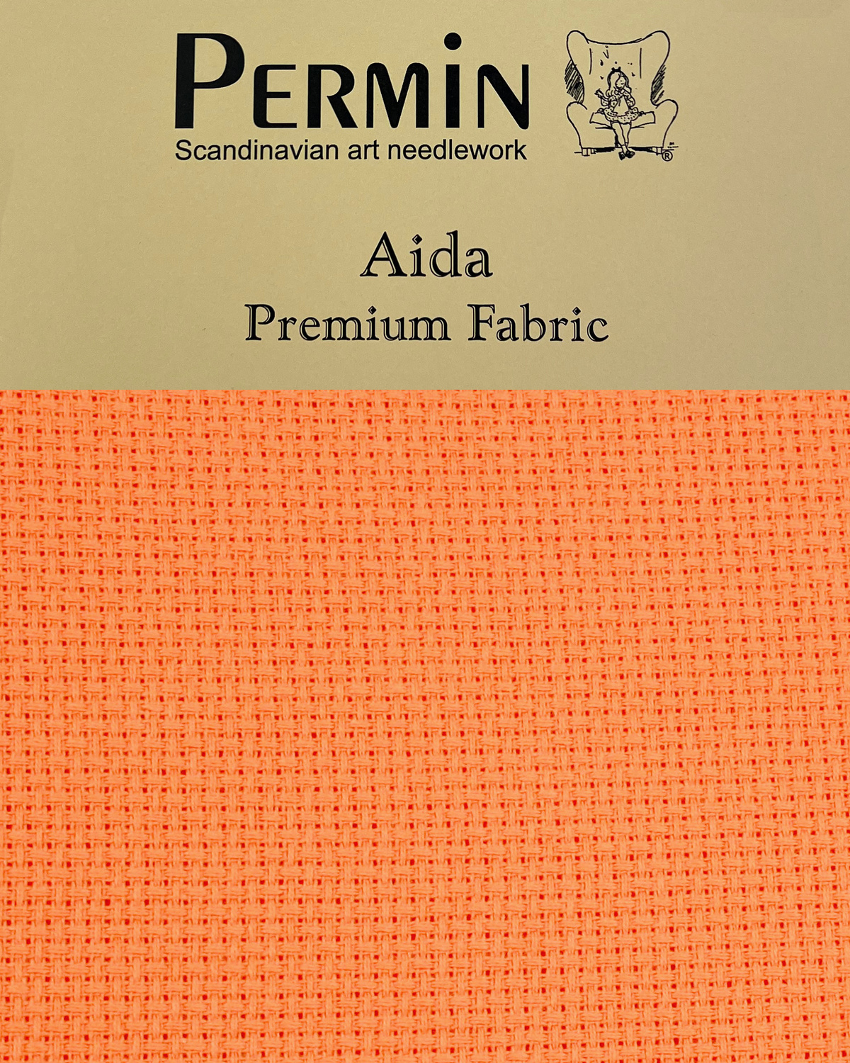 Broderistof Precut broderistof Aida 5,4 tr. Bright Orange