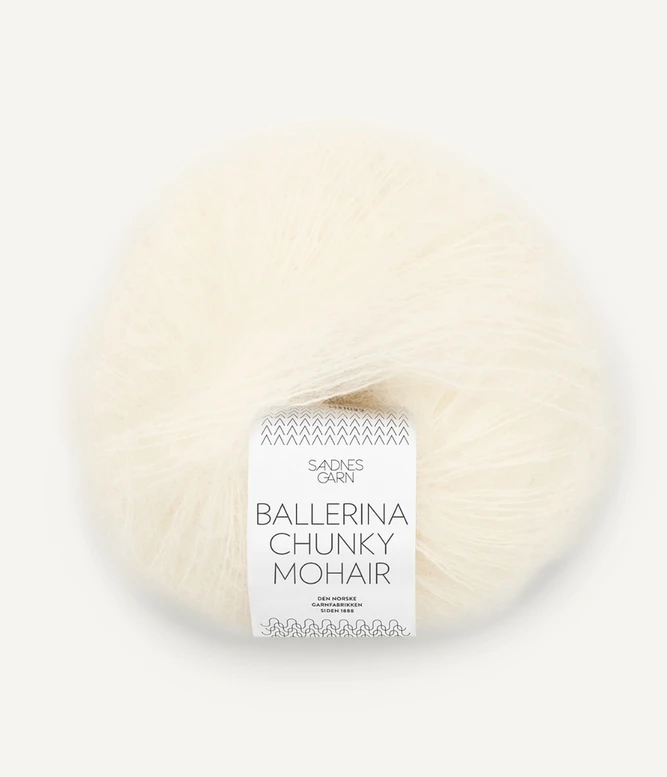 Garn Ballerina Chunky Mohair 1012 Hvid