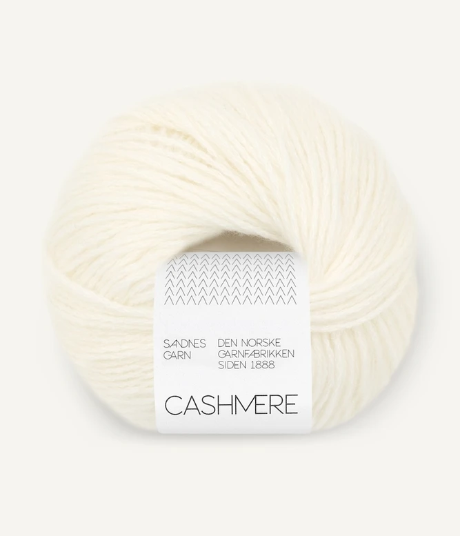 Meget blødt garn Cashmere 1002 White fra Sandnes Garn