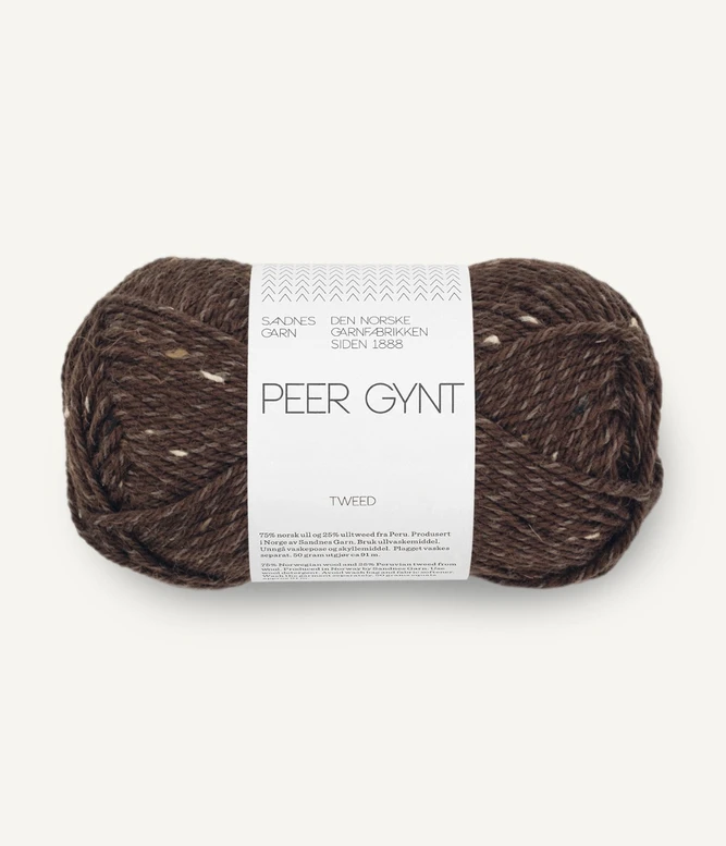 Garn Peer Gynt 3085 Mørkebrun med Natur Tweed