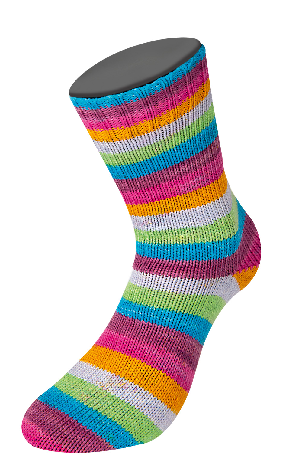 Strømpegarn med indbyggede striber