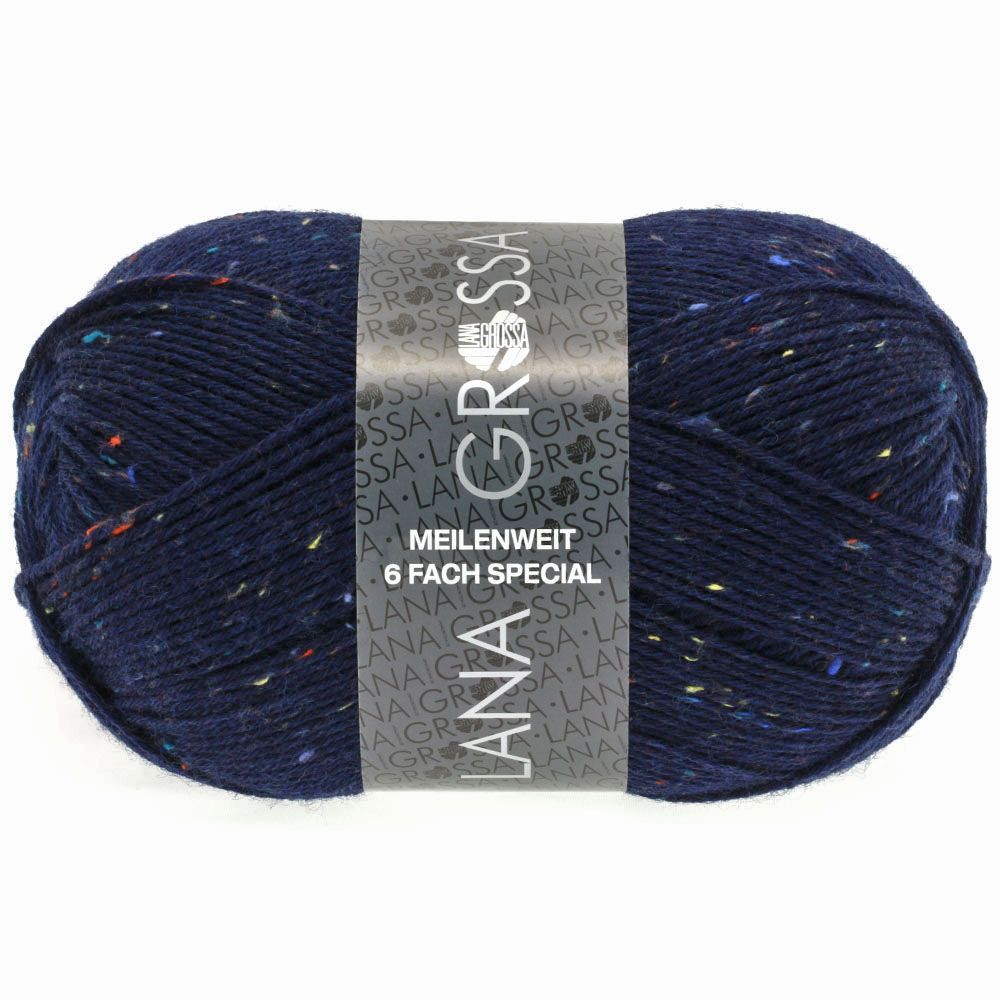 Meilenweit 6-trådet 8816 Midnatsblå med tweed Tykt strømpegarn