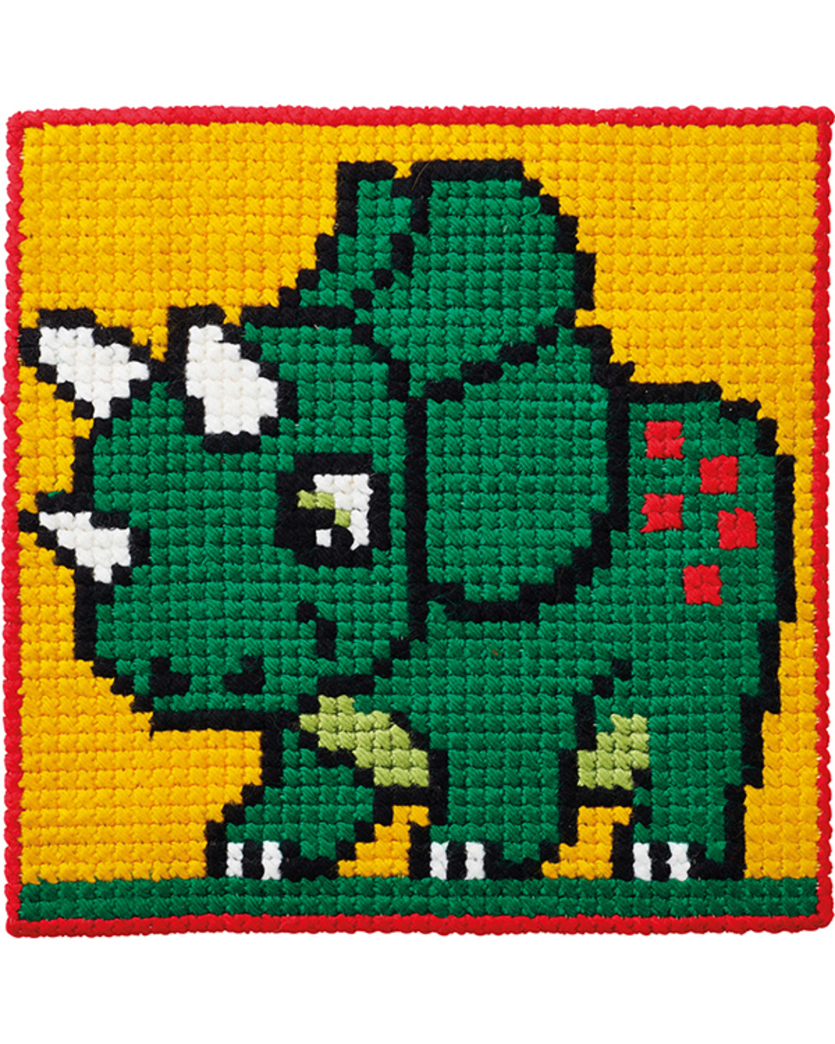 Påtrykt broderi med dinosaurus