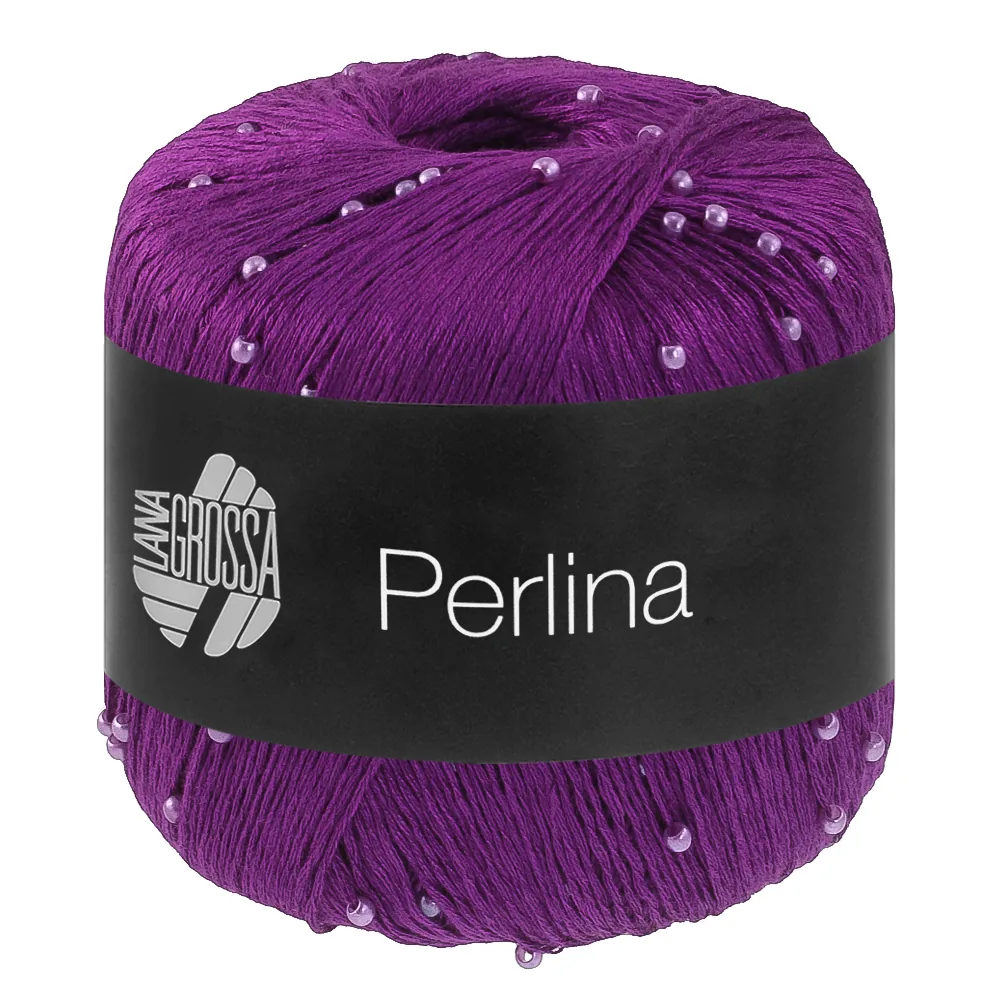 Garnnøgle Lana Grossa Perlina farve 09 Violet i intens violet med små tone-i-tone voksperler