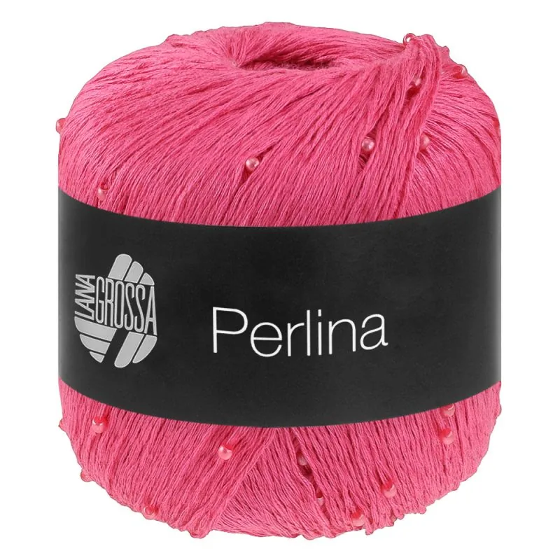 Garnnøgle Lana Grossa Perlina farve 11 Pink i varm pink med små tone-i-tone voksperler