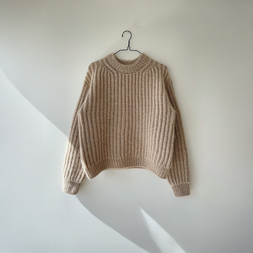Chunky strikket sweater i gron varieret garn