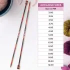 Oversigt over pindetykkelser i KnitPro Symfonie 2-serien, 3,0 til 12,0 mm