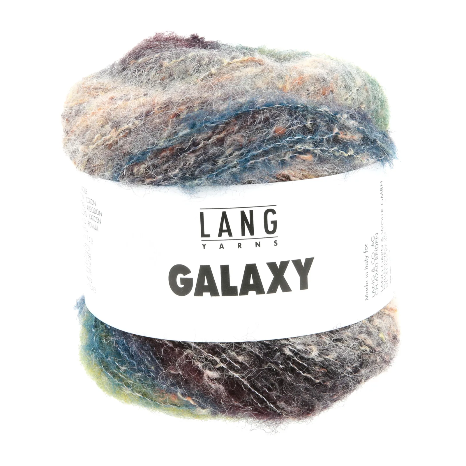 Garnnøgle Lang Yarns Galaxy farve 1189.0006 med sand, mørkegrøn, mørkebrun, jeansblå og grå