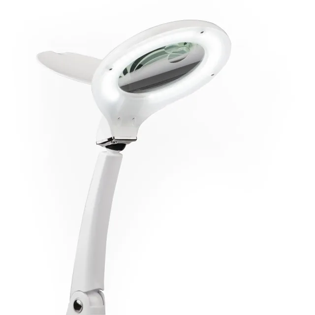 Prym LED lup-lampe set forfra med tændt LED-ring omkring linsen